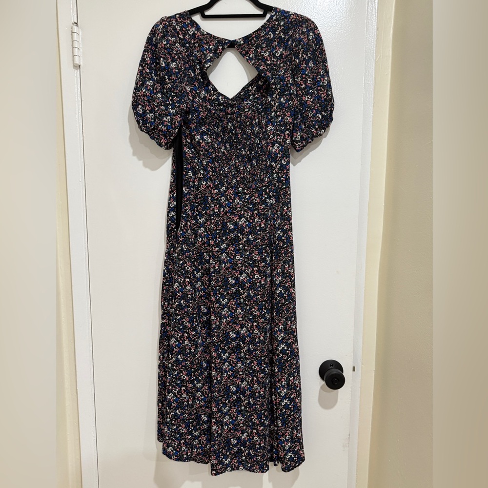 Astr Vibrant Floral Black Dress